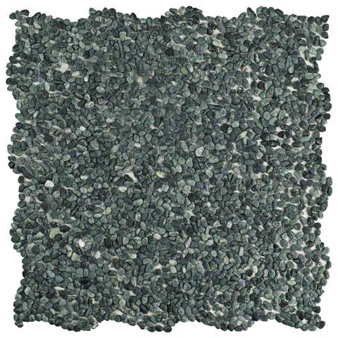 Merola Tile Pebblini Mini Seaweed Green 12.25" x 12.25" Pebble Stone Mosaic Tile
