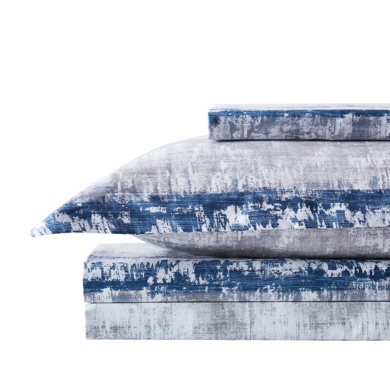 Abstract 100% Cotton Sateen Extra Deep Pocket 4-piece Bed Sheet Set