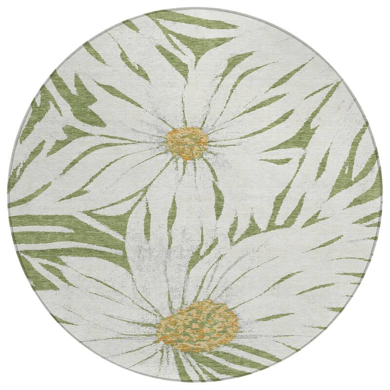 Machine Washable Indoor/ Outdoor Floral Chantille Rug