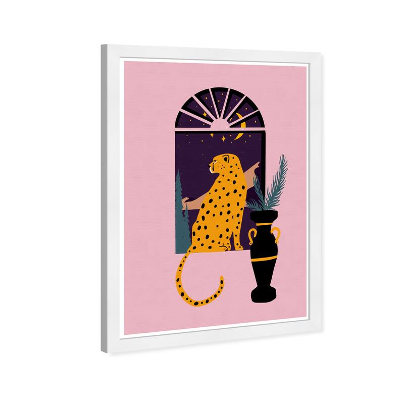 Wynwood Studio Prints Animals Waiting By The Window Yellow and Dark Yellow Bohemian & Eclectic Wall Art Canvas Print