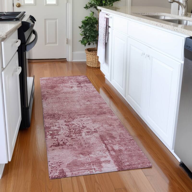 Premium Washable Super Soft Casual Abstract Mayfield Rug - Blush - 2'3" x 7'6"
