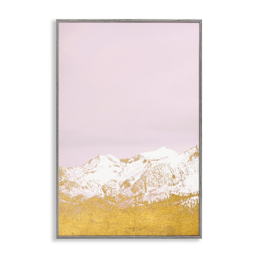 Stupell White Tipped Mountains on Pink Framed Giclee Art Design By Gemma Bardot