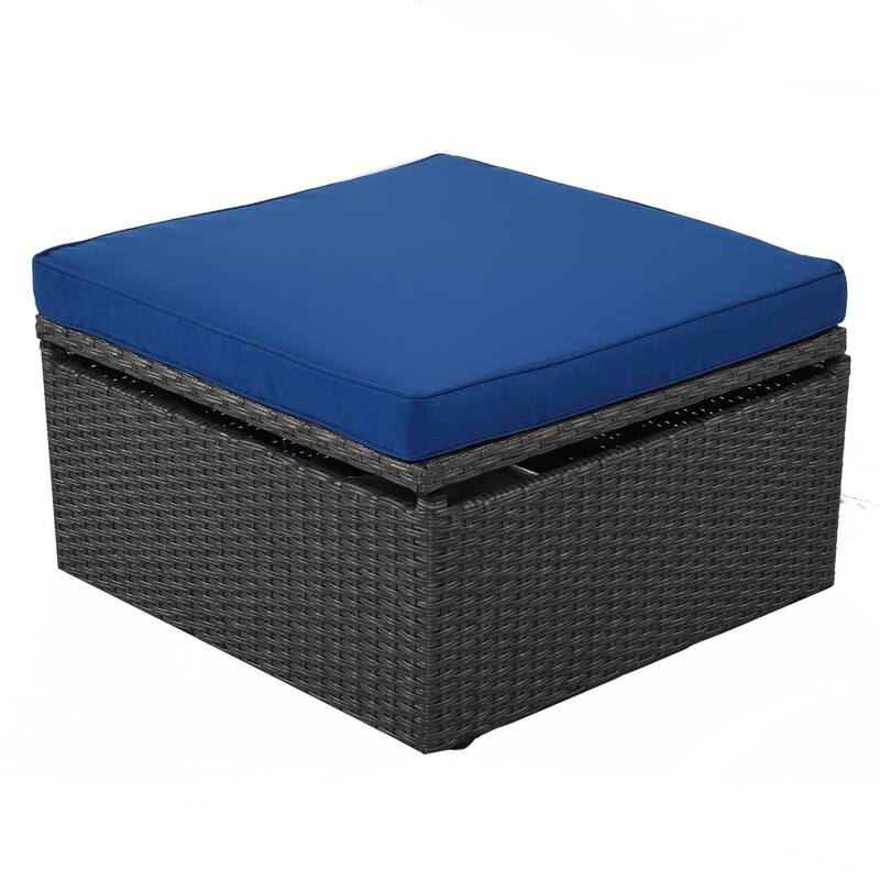 Patio Daybed wRetractable Canopy Bed Sectional Seating Set w2 Ottomans