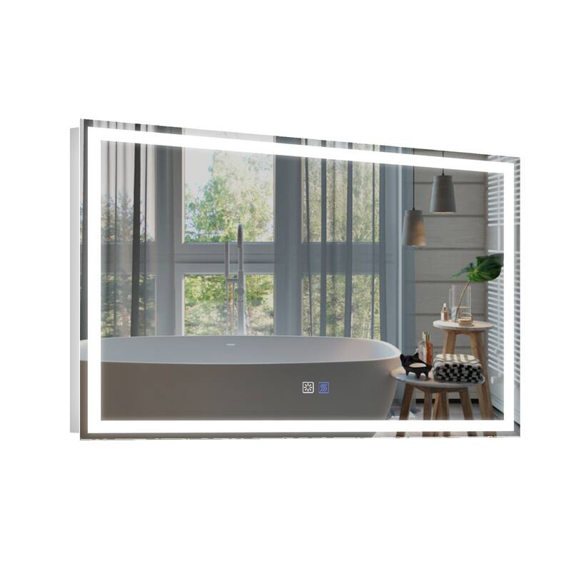 Wall Mounted Bathroom Rectangle Front And Back light LED Mirror With Anti Fog And Dimmable