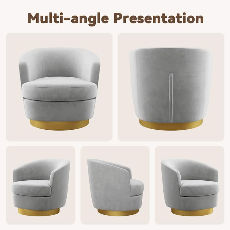 360 Degree Velvet Swivel Club Chair, Soft & Comfotable