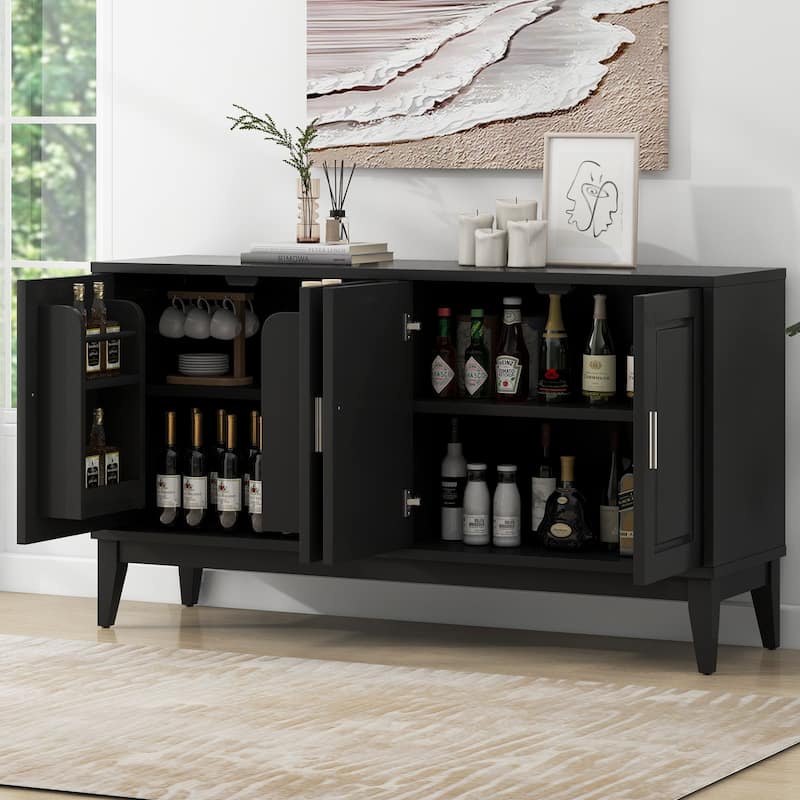 Buffet Cabinet with Door Shelf, Sideboard Cabinet with Adjustable Shelves, Wood Storage Cabinet with Conical Feet