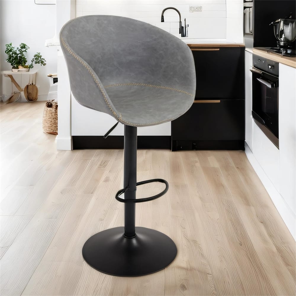 Adjustable Swivel Leather Upholstered Counter Height Bar Stool w/ Base