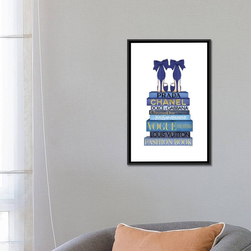 iCanvas "Tall Blue Books, Blue Shoes" by Amanda Greenwood Framed Canvas Print