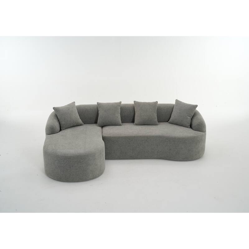 Curved Sectional Sofa L-Shape Modular Chaise Chenille Floor Couch