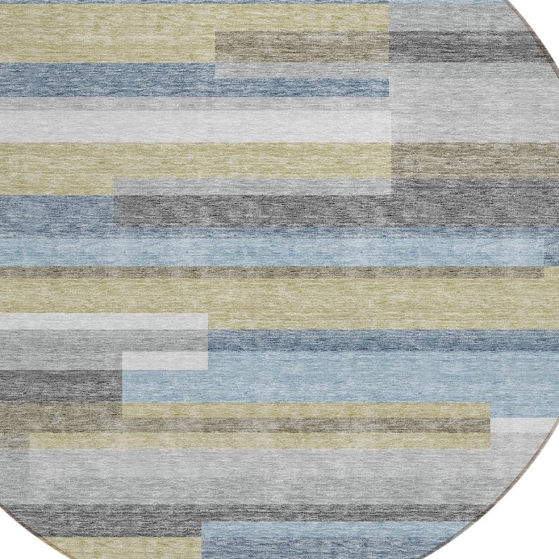 HomeRoots Striped Transitional Rectangle Outdoor Rug