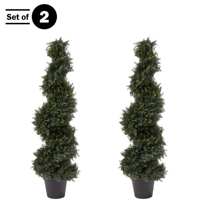 Pure Garden 4FT Spiral Cypress Artificial Tree