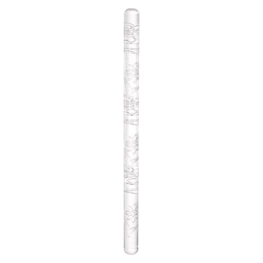 Acrylic Embossed Rolling Pin 16cm x 1cm Rose Pattern - Transparent