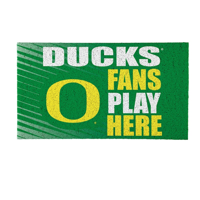 28 in. x 16 in. University of Oregon "Fans Play Here" PVC Door Mat