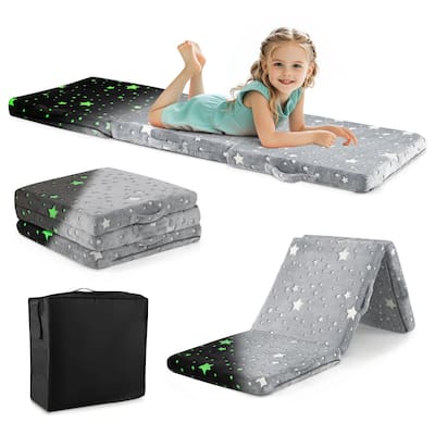 Gymax Foldable Floor Mattress for Kids Glow in the Dark Toddler Nap