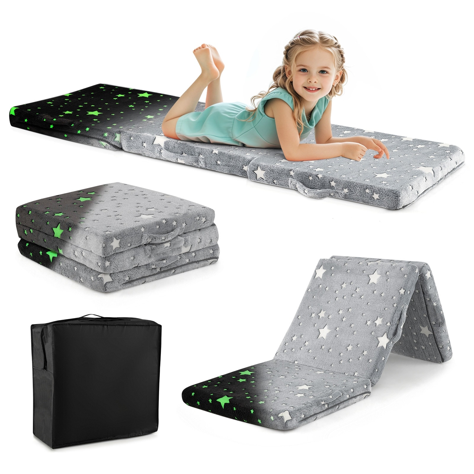 Gymax Foldable Floor Mattress for Kids Glow in the Dark Toddler Nap