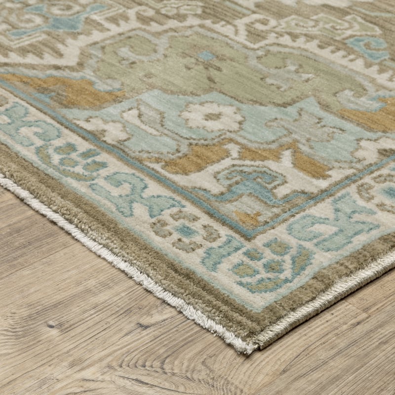 Meadow Bohemian Medallion Brown/ Teal Area Rug