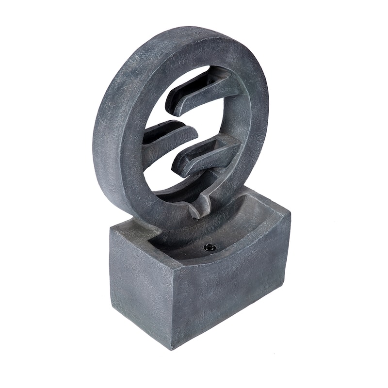 Christopher Knight Home - Modern 26.77"H Polyresin Outdoor Water Fountain with LED Light & Cascading Design