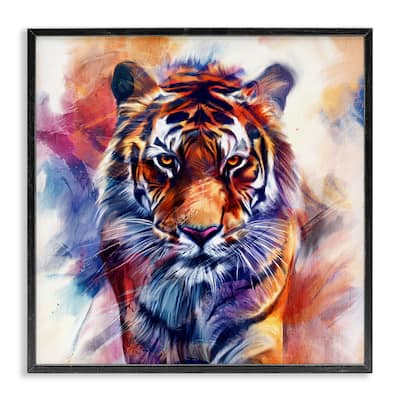 Stupell Fierce Vibrant Tiger Framed Giclee Art Design By Kim Allen