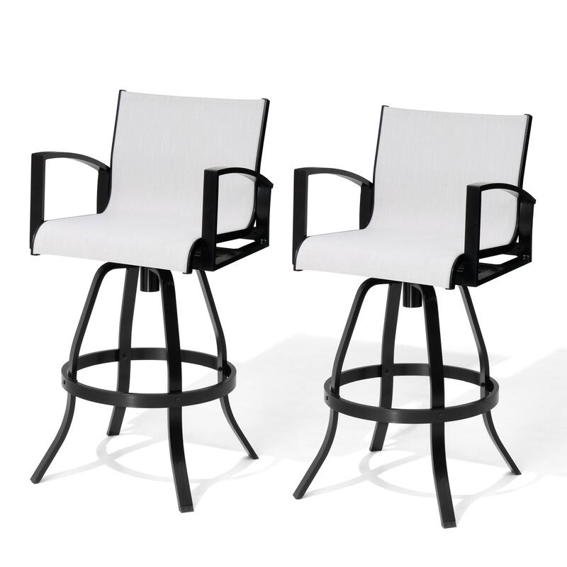 30''H Outdoor Patio Aluminum Premium Sumbrella Fabric Swivel Bar Stools