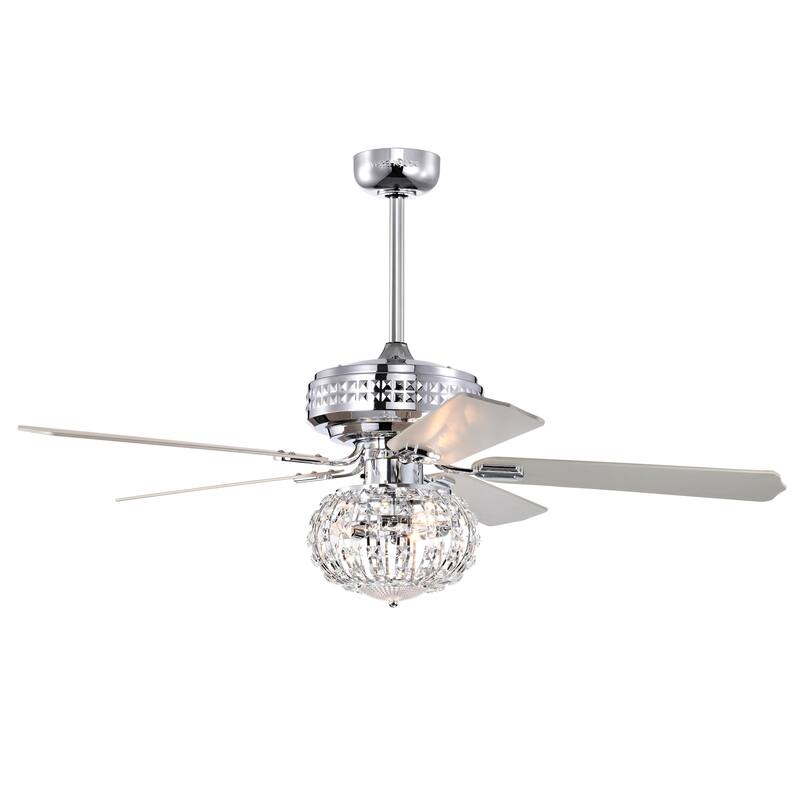 Ailani 52 Inch Chrome Polished Finish Crystal-Diamond Glam Style Ceiling Fan with Remote