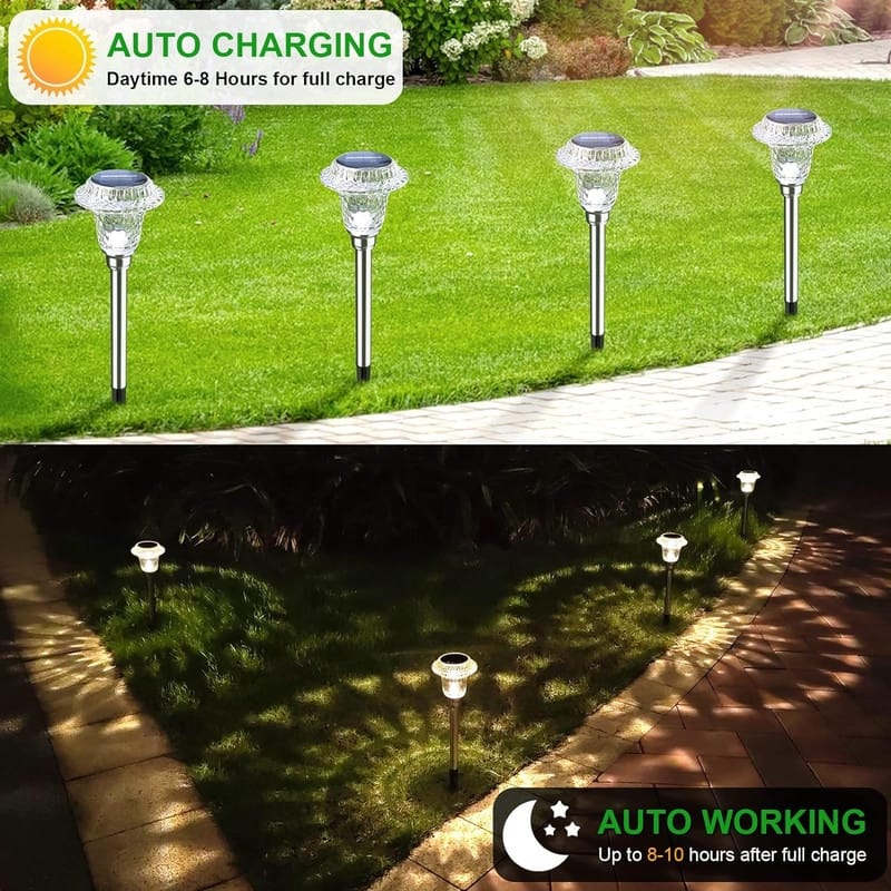 4 Pack Solar LED Landscape Lights, Waterproof Outdoor Pathway, Garden, Yard, or Lawn Lighting - N/A