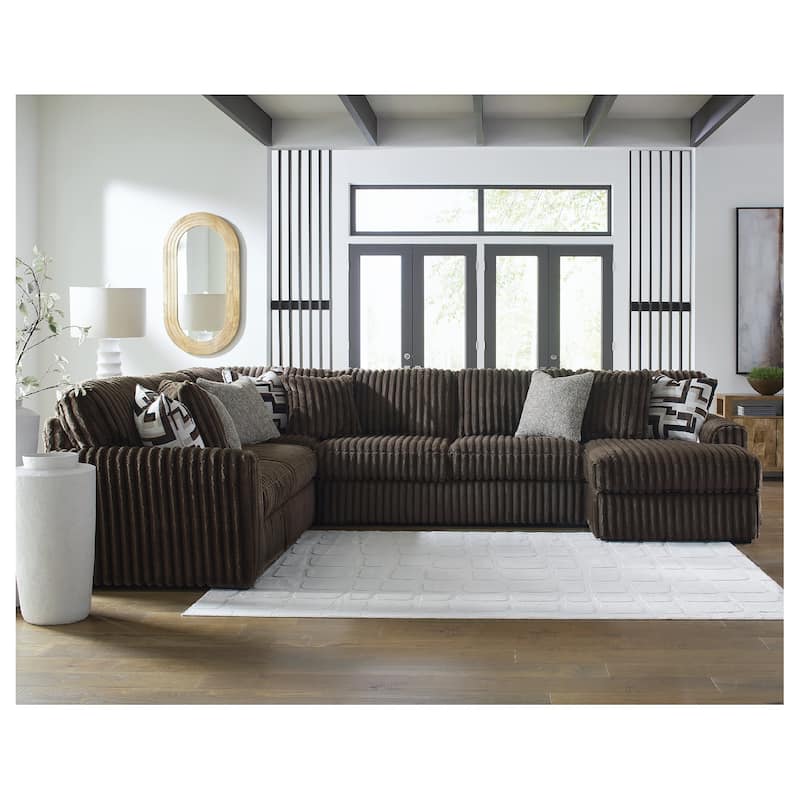 Signature Design by Ashley Midnight-Madness 4-Piece Sectional with Chaise - 151"W x 121"D x 40"H - Brown - Left Facing