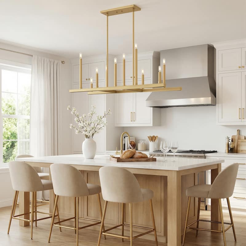 LamQee Mid Century Chandelier Rustic Sputnik Gold Ceiling Light - Large