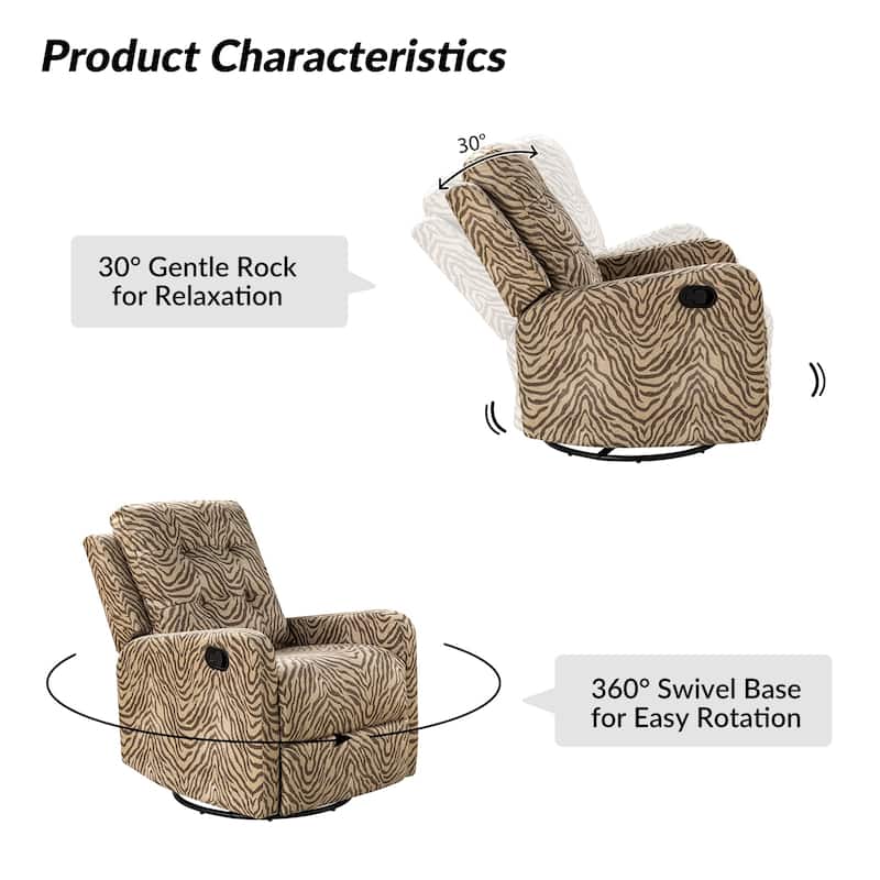 Arlette Floral Manual Swivel Recliner with Tufted Back Set of 2