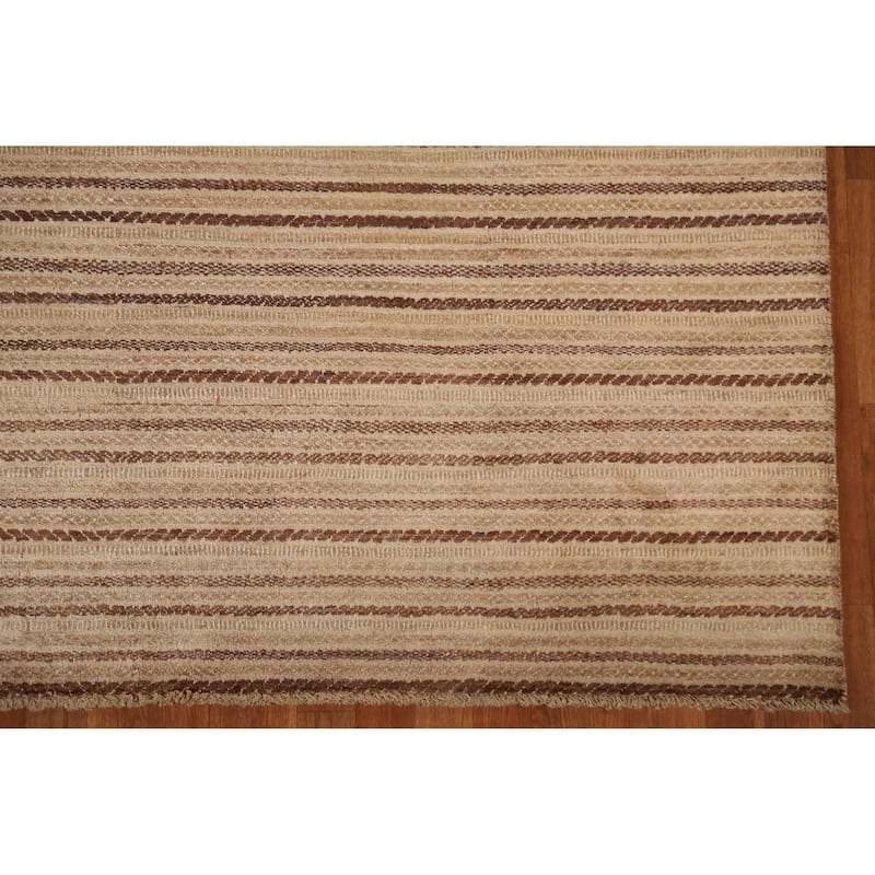 Striped Gabbeh Kashkoli Modern Wool Area Rug Hand-knotted Carpet - 6'7" x 10'0"