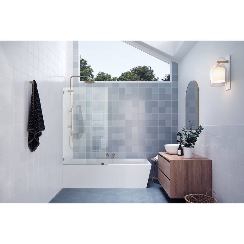 Glass Warehouse 58.25" x 33.5" Frameless Shower Bath Fixed Panel