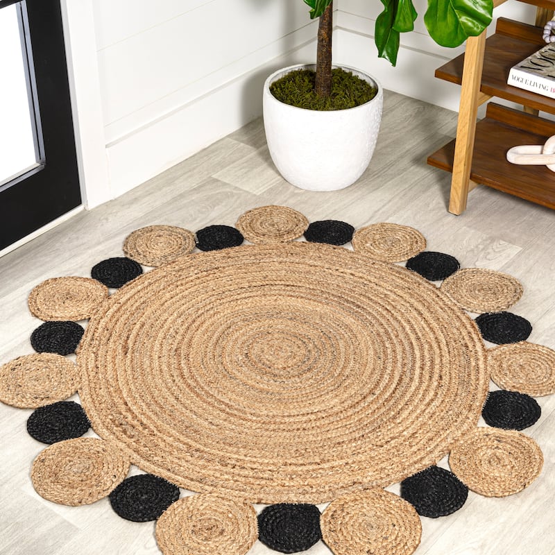 JONATHAN Y Aurora Geometric Jute Circle Area Rug
