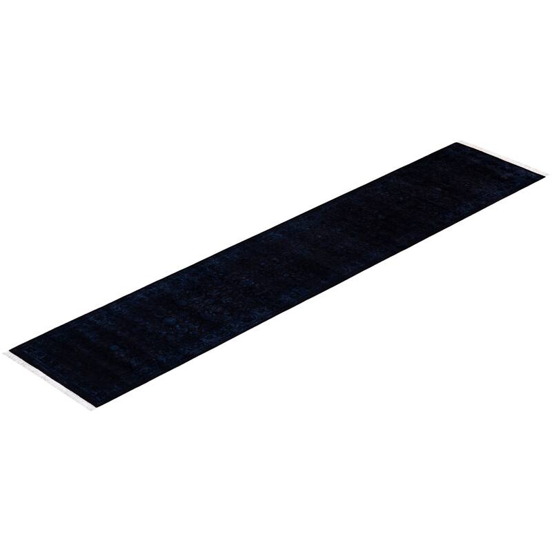 Overton Hand Knotted Wool Vintage Inspired Modern Contemporary Overdyed Purple Runner Rug - 2' 4" x 11' 10"