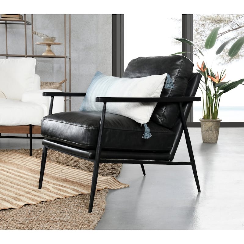 Classic Home Arnold Leather Club Chair - Black