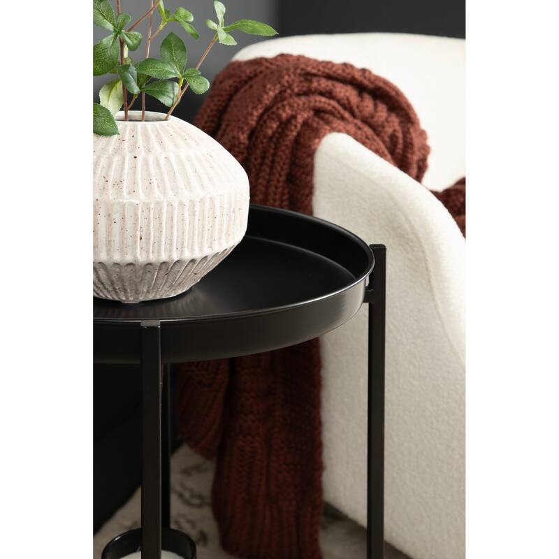 Kate and Laurel Celia Round 2-Tier Metal Foldable Tray Table