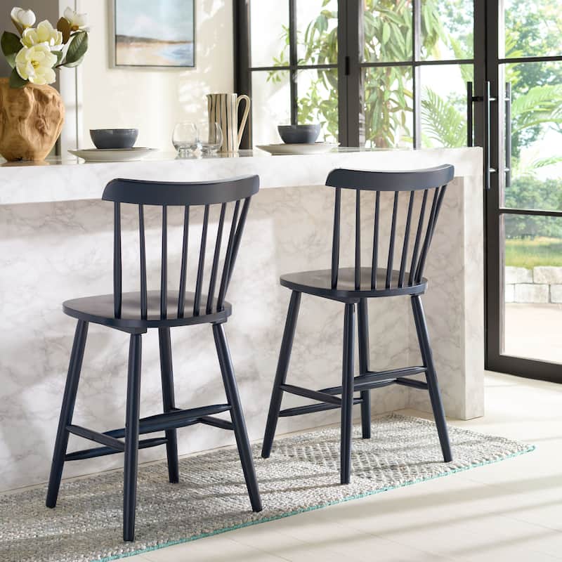 SAFAVIEH Arra 24-inch Spindle Farmhouse Counter Stool (Set of 2) - 19.9" x 20.1" x 43.1" - 20"W x 20"D x 38"H