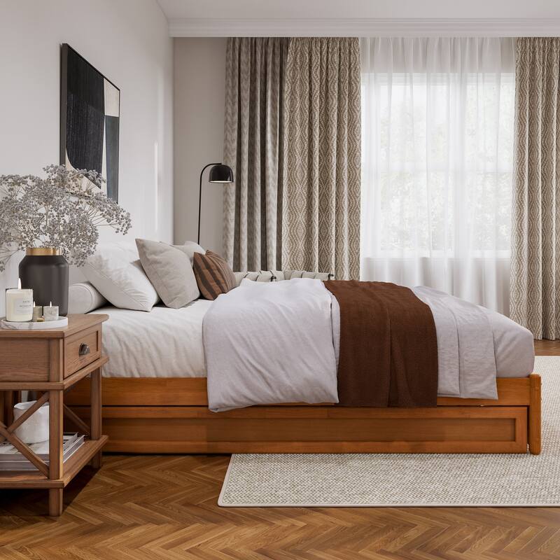 Barcelona Panel Platform Bed with Twin XL Trundle