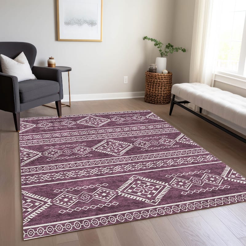 Machine Washable Indoor/ Outdoor Chantille Moroccan Boho Rug