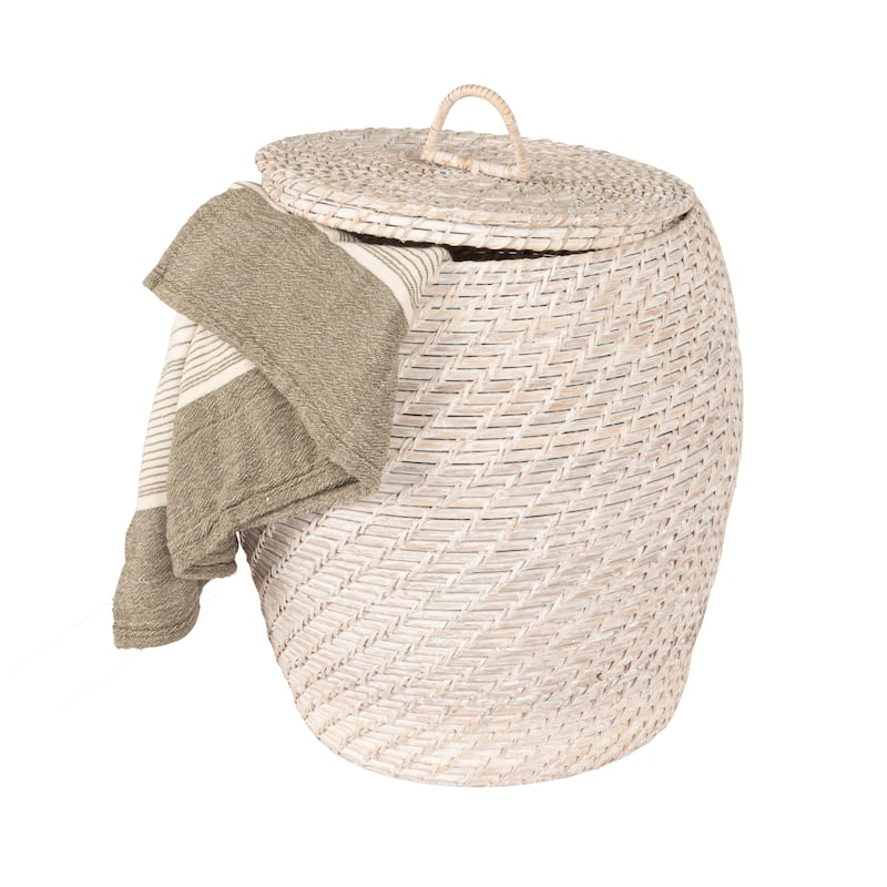 Hand-Woven Rattan Wicker Storage Baskets with Lids, Set of 2