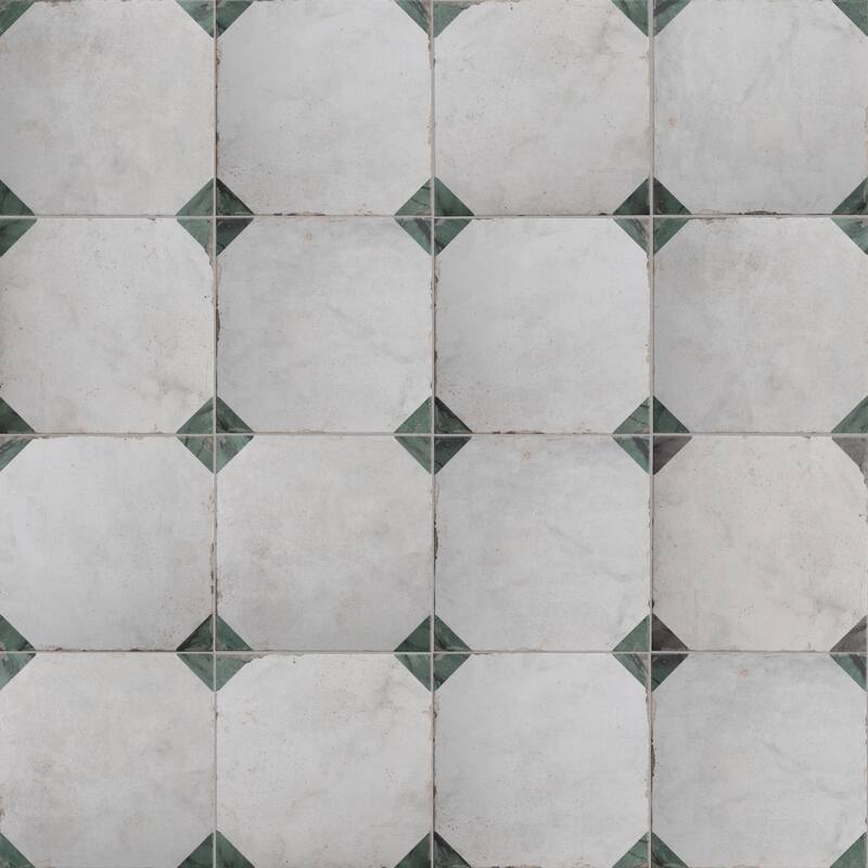 Merola Tile Renaissance Deco Emerald Corner 7-7/8" x 7-7/8" Porcelain Floor and Wall Tile - Case (17 Tiles)
