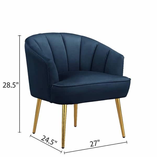 dimension image slide 4 of 4, Morden Fort Glam Velvet Barrel Carter Chair with Golden Legs