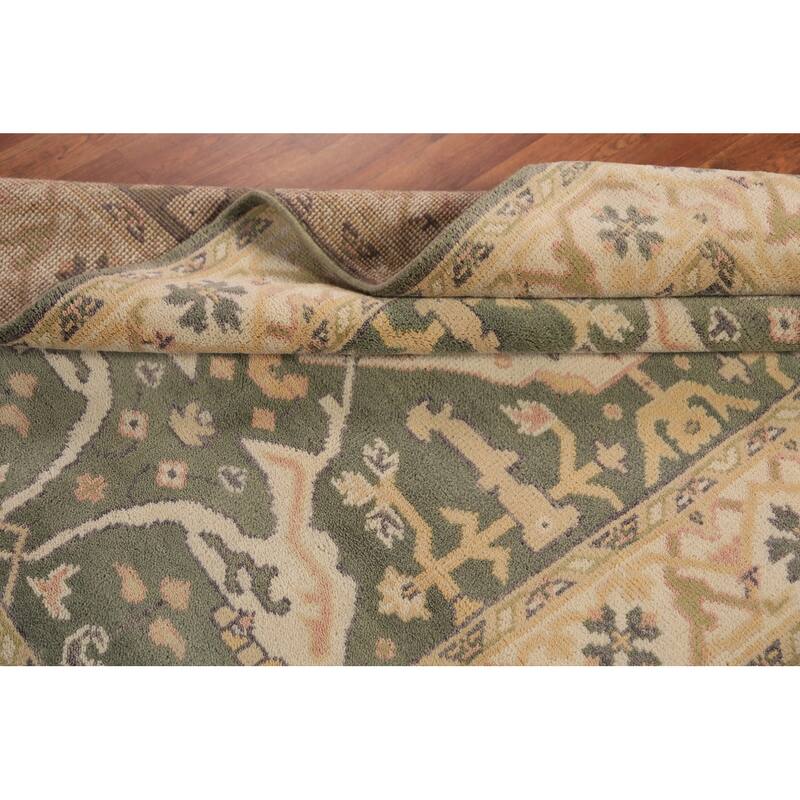 Green Oushak Oriental Rug Transitional Hand-Knotted Wool Carpet - 4'2"x 6'2"