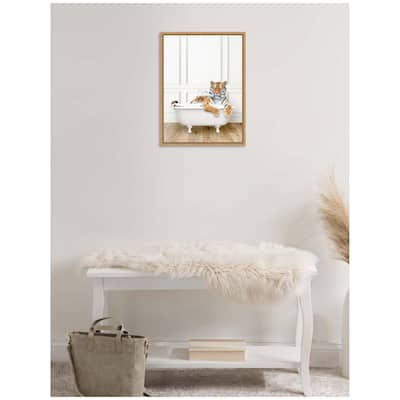 Kate and Laurel Sylvie Tiger in Traditional Vintage Bathtub Framed Canvas by Amy Peterson