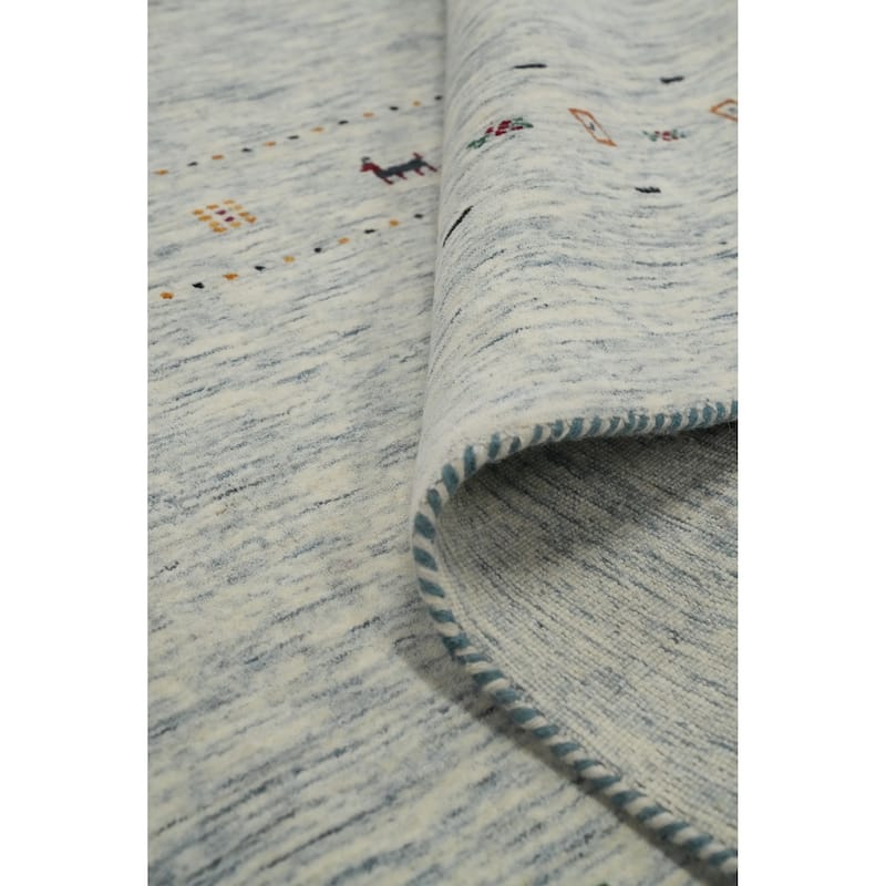 Hand Knotted Oriental 100% Wool Carpet Tribal Animal Pictorial Beige & Ivories Gabbeh Area Rug - 9' 10'' X 9' 10''