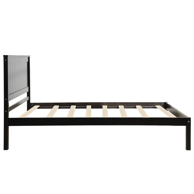 Classic Platform Bed Wood Bed with Headboard, Solid Wood Platform Bed Frame with Strong Slats Support/No Box Spring Needed