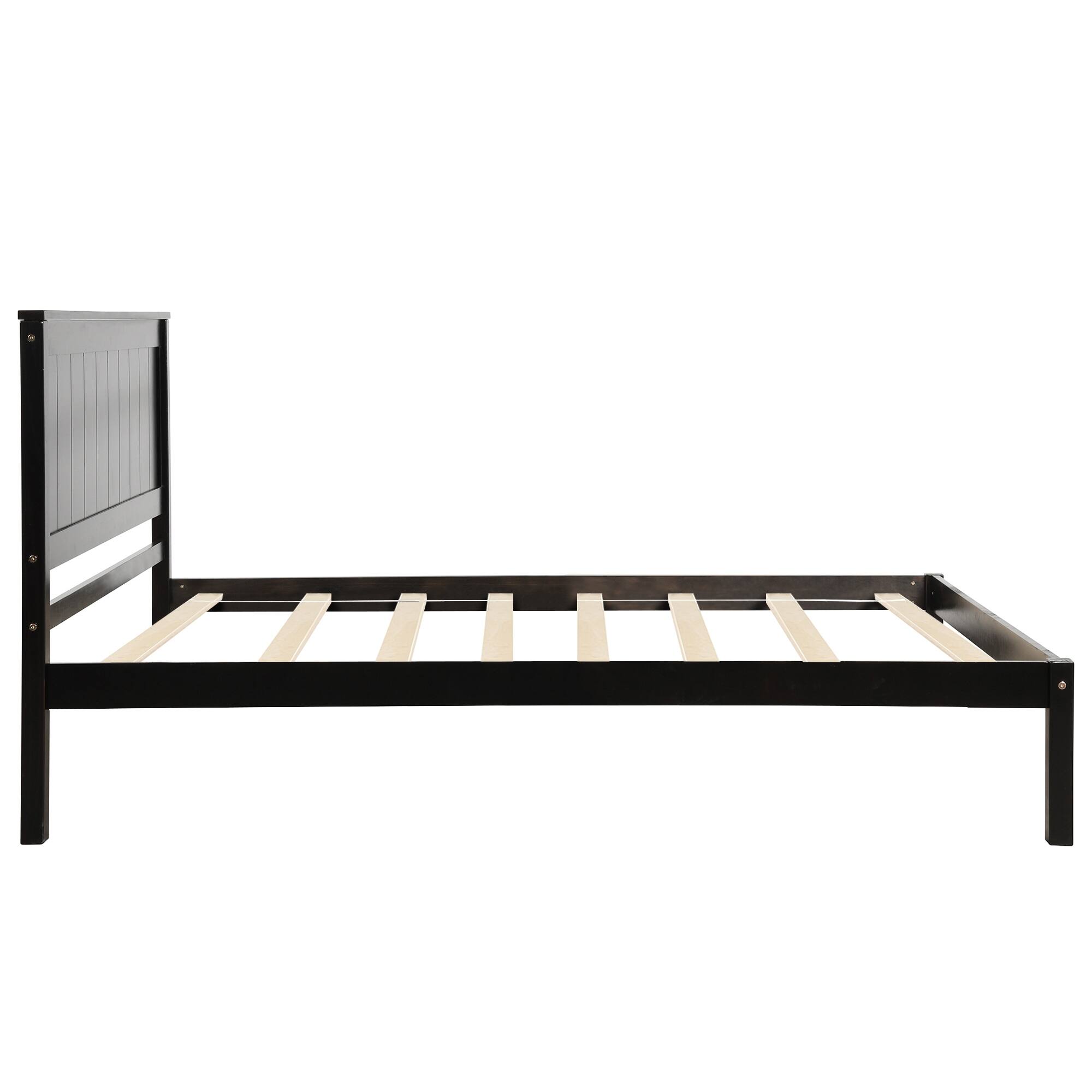 Pine Wood Platform Bed Frame with Headboard , Wood Slat Support, Twin