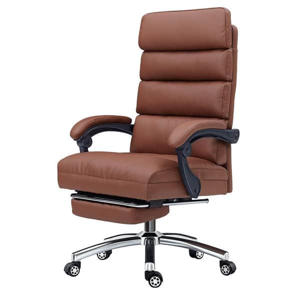 Executive Office Chair, Ergonomic Big and Tall Leather Swivel Rolling  Managerial Chair, Reclining Computer Desk Chair, Adjustable High Back Chair  with Padded Armrests and Retractable Footrest : : Home