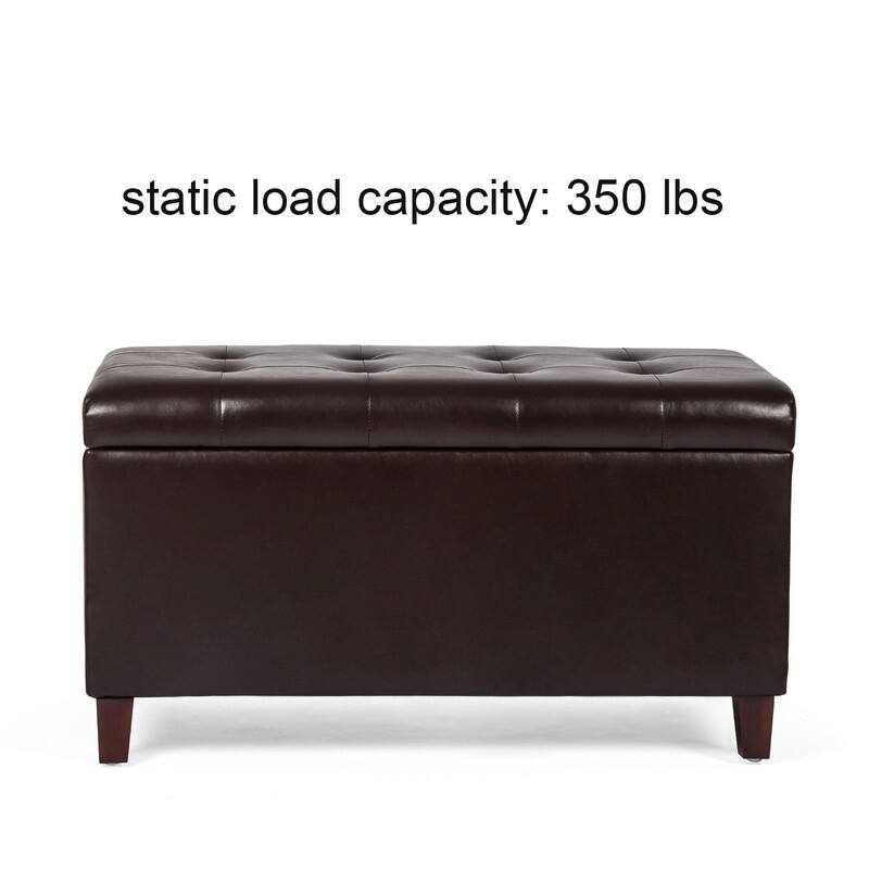 Adeco Rectangular Storage Ottoman Faux Leather Bench Lift-top Footrest