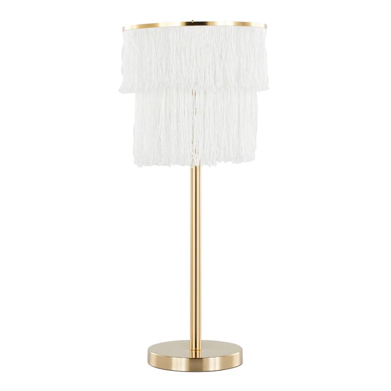 Silver Orchid Kenzie 25" Metal Buffet Lamp (Set of 2) - White Fringe/Gold