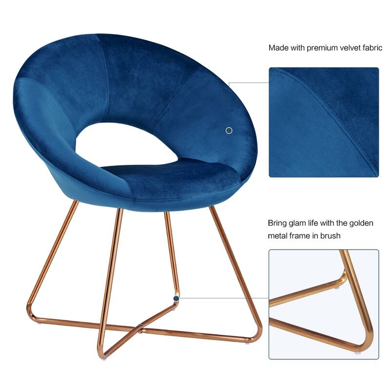 Modern Velvet Upholstered Accent Chair Vanity Leisure Chair