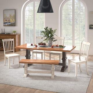 Ronda 78" Rectangular Solid Wood Top Dining Set with Spindle Back ...